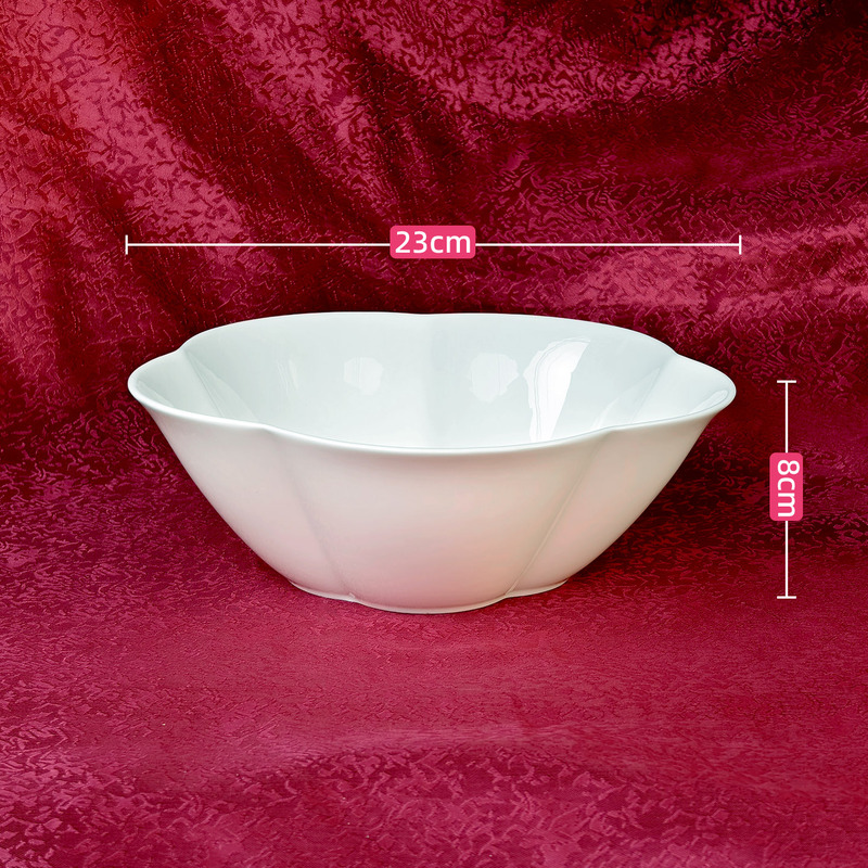 T 9inch Plum Blossom Bowl Tangshan High Bone China Pure White Extra Large Irregular Bowl for Home and Commercial Use Hotel Tableware Soup Bowl T 9inch Plum Blossom Bowl Tangshan High Bone China Pure White Extra Large Irregular Bowl for Home and Commercial Use Hotel Tableware Soup Bowl
