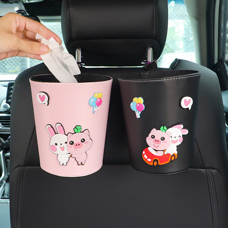 Car trash can creative cute car supplies large full hanging front car interior decoration storage bag cartoon
