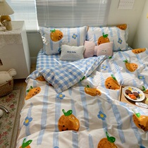(Deer and) Orange Soda ~ Little Fresh All Cotton Four Sets Young Girl Pure Cotton Bed LOVELY DORMITORY THREE SETS