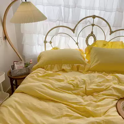 The fairies want to have the ruffle Princess wind ins Korean wash cotton four-piece cotton girl wind kit