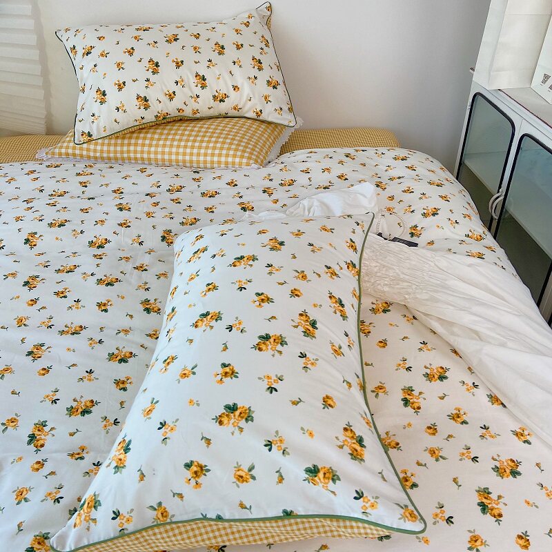 (Deer) Heart moves spring crushed flowers pure cotton four pieces Teen Hearts Gentle wrap Lace Insert Full Cotton Quilts