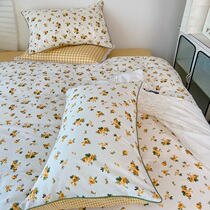 (Deer) Heart moves spring crushed flowers pure cotton four sets of young girls Heart gentle wrapping inserts full cotton quilts covered