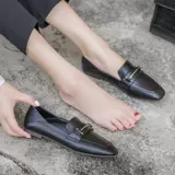 Менеджер магазина остается!Ян ценностей взрыв часов ~ черная одиночная обувь женская дикая британская кожаная голова головы плоская дна лефу обувь