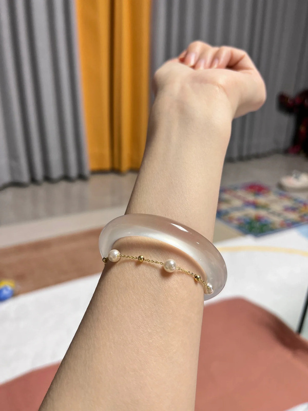 Glass Chalcedony Bracelet, Agate, White Moonlight, Internet Celebrity Style, Jade Agate, Dragon Jade, Tire Style, Regular Width