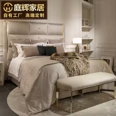 Italian fabric double bed light luxury master bed princess bed Italian minimalist 1 8 m wedding bed