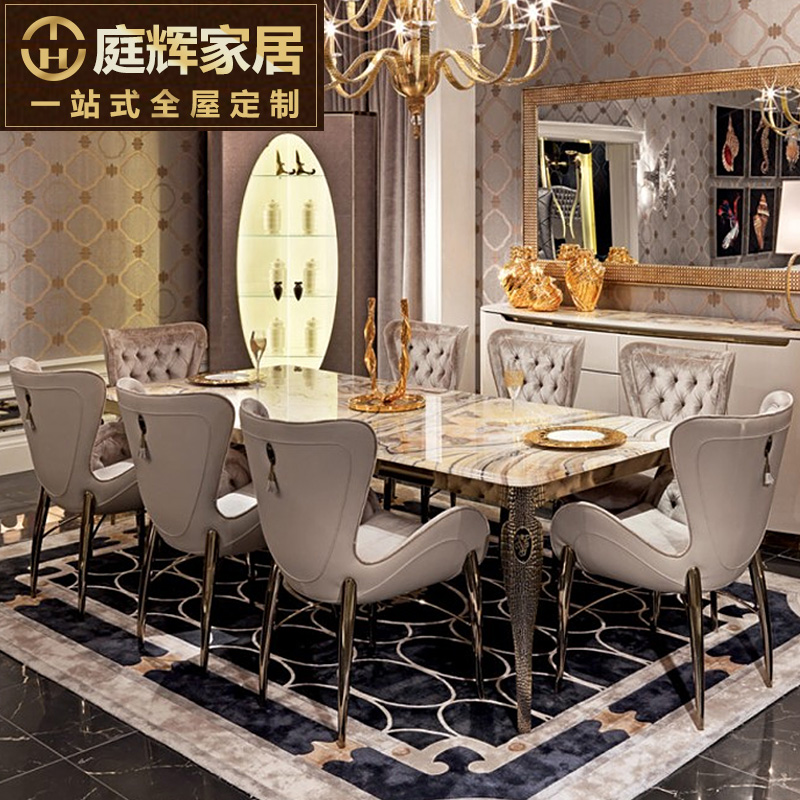 Italian Turri Table Stainless Steel Long Table Minima Light Lavish Rear Modern Marble Table Dining Chair
