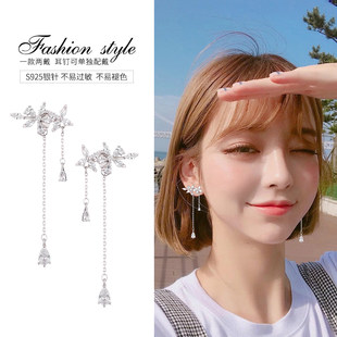 Ear clip without piercing women's high-end niche temperament earrings 2024 new trendy long tassel earrings winter