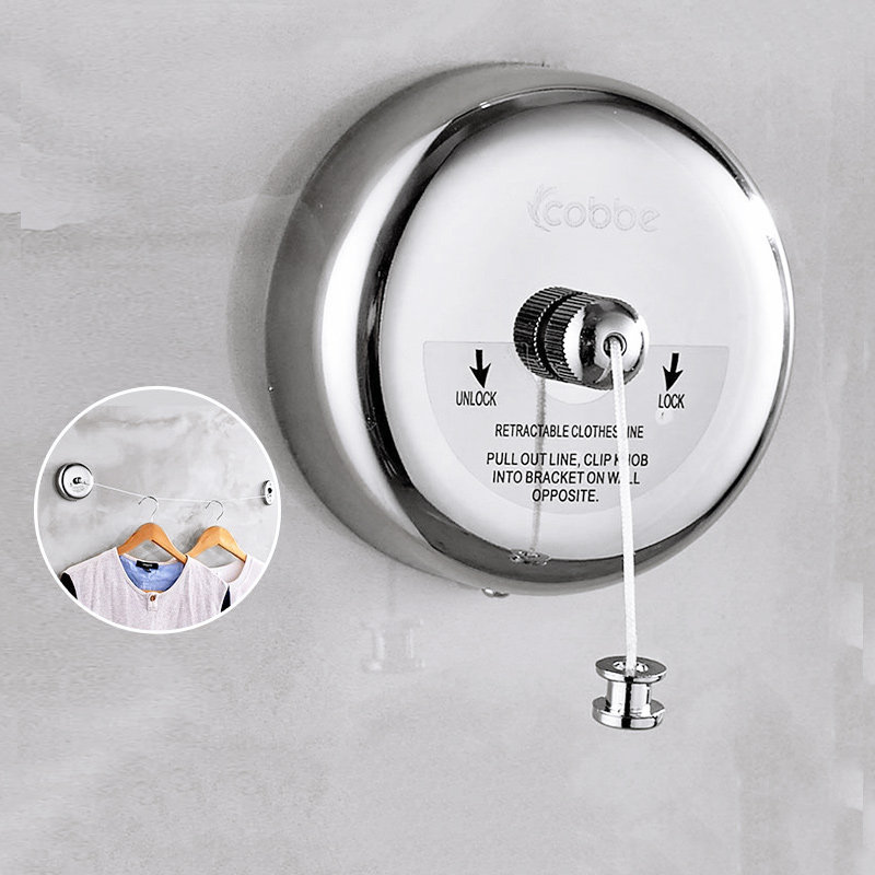 Cabbé free from punching stainless steel clothesline deity Indoor Home Invisible Telescopic Steel Wire Cool Hanger Sunbathing Balcony