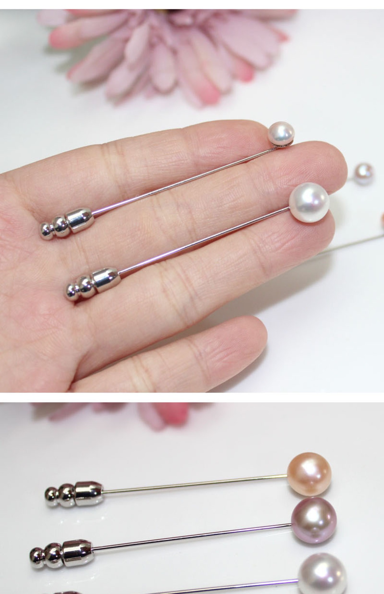 Ngọc trai nước ngọt đồng tâm trâm cài pin pinhole áo len cardigan khăn choàng cổ áo khóa đơn giản - Trâm cài hoa cài áo