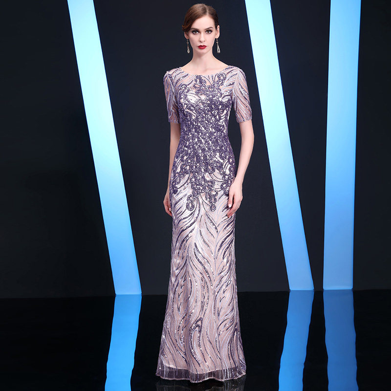 Mom Evening Dress Women 2022 New Fashion Dignified Atmospheric Cocktail Party Banquet Slim Slim Slim Evening Dress Plus Size Long Skirt