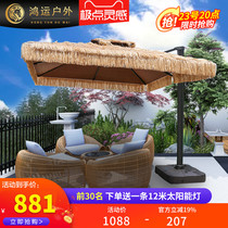Outdoor thatched parasol outdoor courtyard villa garden open-air large half beach straw parasol