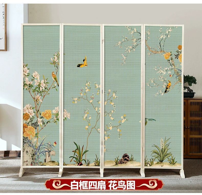 Vách ngăn gỗ nguyên khối cao cấp, Tấm bình phong họa tiết retro Trung Quốc hiện đại 