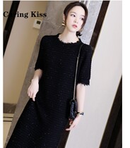 Caring Kiss temperament is difficult to stop gentle fragrance Grandma Style Corrugated Knit Into Bright Sheet Craft Knit Dress