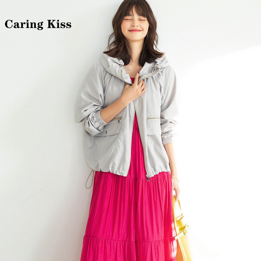 Caring Kiss2020 Japanese smocked loose waist, sleeveless, slim and long version of A-line cake dress women