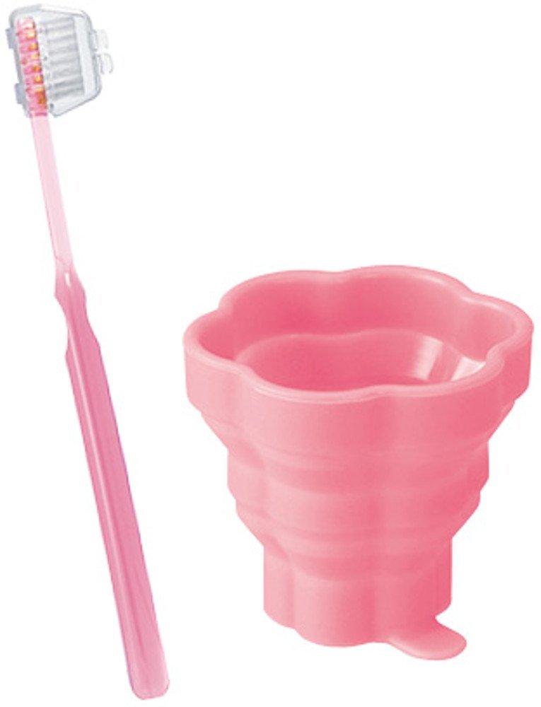 Japan Marna portable travel folding flower shaped toiletries cup toothbrushing cup with toothbrush suit