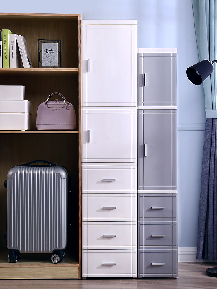 25 35CM crevice storage cabinet Plastic door drawer kitchen storage cabinet Powder room crevice storage rack
