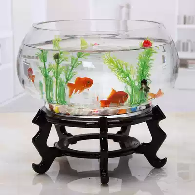 Ultra-white round glass fish tank thickened large turtle tank Office desktop living room small landscaping ecological goldfish tank