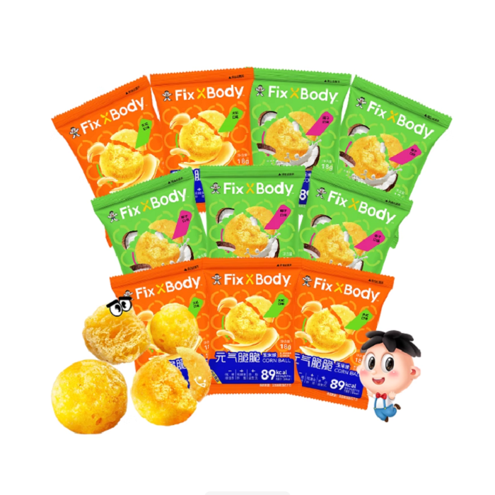 旺旺FixXBody元气脆脆玉米球低糖非油炸零食解馋爆米花追剧小零食