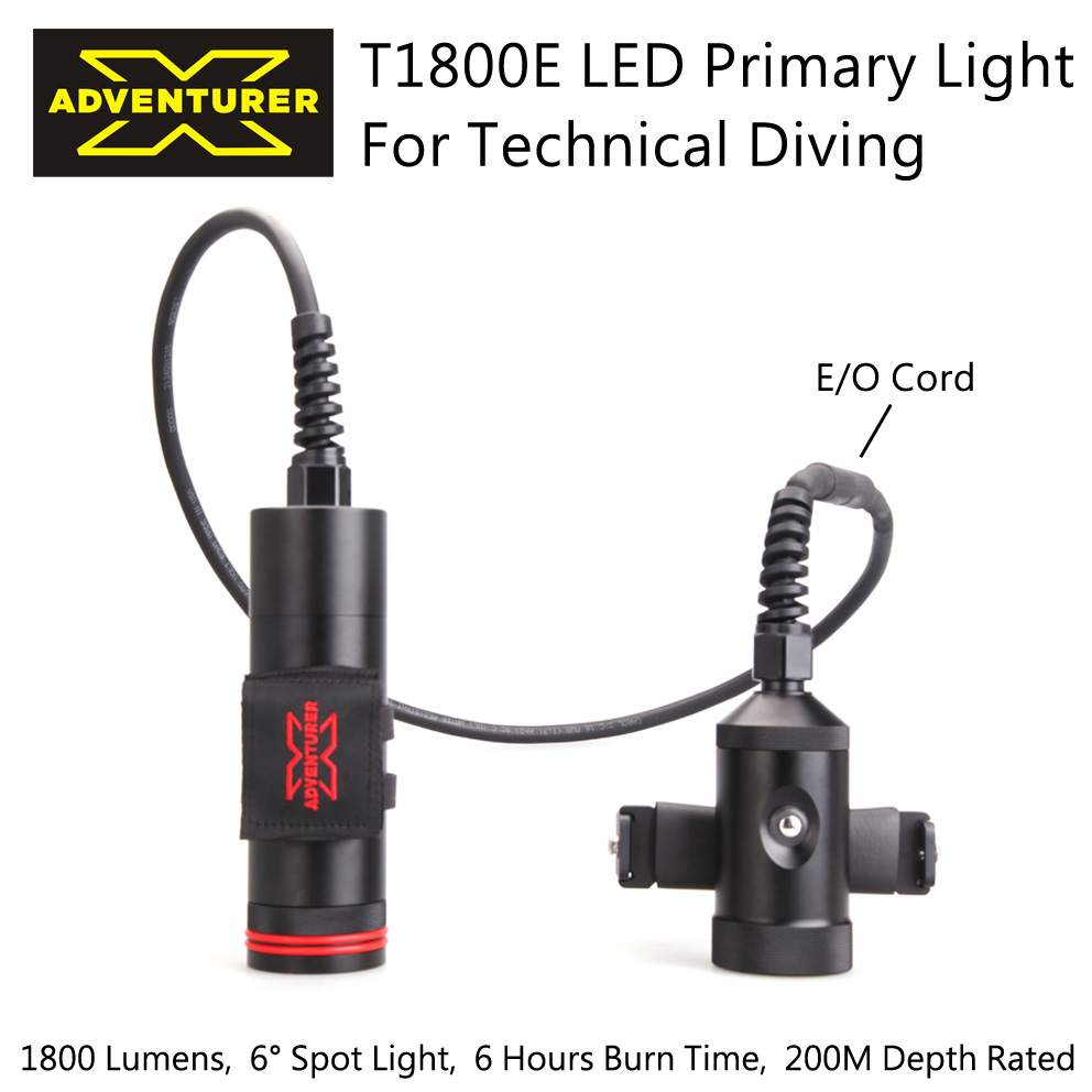 X-ADVENTURER Explorer T1800E LED Technical Diving Main Light E O CORD Edition 1800 lumens
