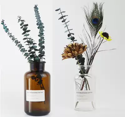 Nordic ornaments Hydroponic transparent small glass vase flower arrangement Retro ins wind simple home decoration ornaments