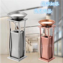 High-grade rose gold mirror steel seat floor ash bucket hotel lobby trash can villa hotel vertical with basin trash can
