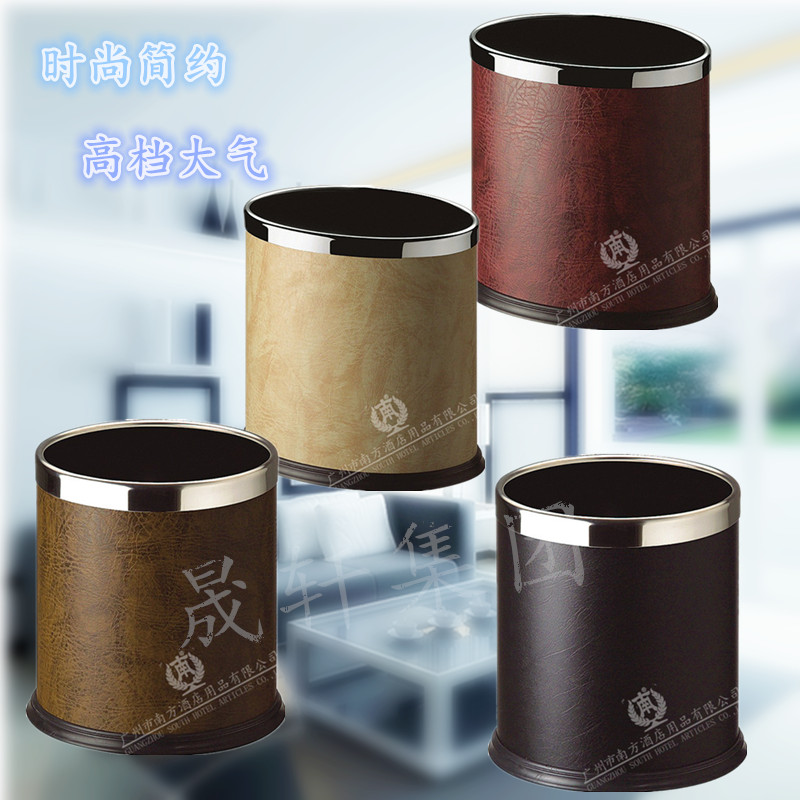 Single-layer stainless steel trash can Household living room Bedroom without cover bathroom Kitchen Creative office Hotel