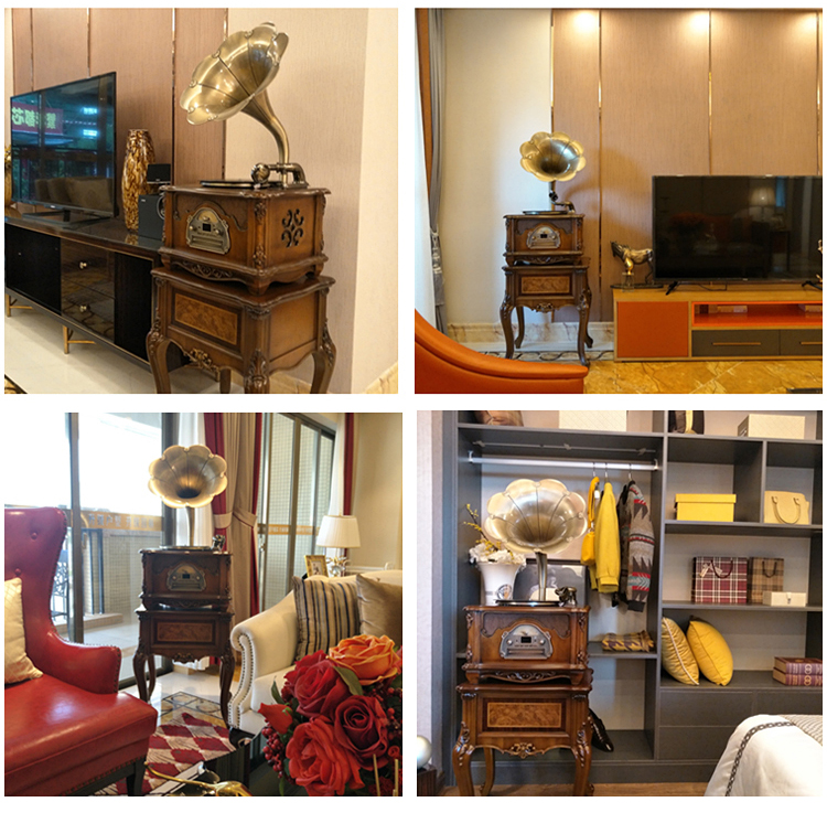 bán đầu đĩa than cổ Gramophone phòng khách retro loa lớn châu Âu đồng nguyên chất gỗ Bắc Âu cũ nhà cổ máy ghi âm vinyl hiện đại - Máy hát 	đầu đĩa than crosley