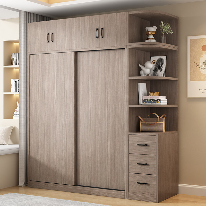 Wardrobe Rice Grey Economy Type Home Bedroom Simple Pushdoor Children Wardrobe Rental Room With Cupboards Small Closet-Taobao