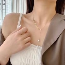 Wheat pearl necklace female ins simple cold wind niche design sense tide Net red temperament light luxury choker