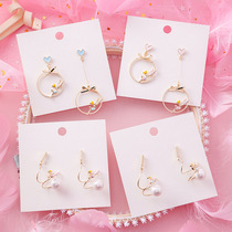 2020 New ins fresh female 925 silver needle love small earrings elf flower fairy ring female ear ornaments