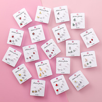 Yabo 925 silver Pin 6-piece combination stud earrings set multi-ear hole small mini ear bone nail fruit earring jewelry