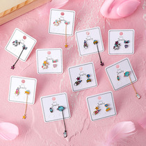 925 Silver Needle Girl Heart Small Unicorn Earrings Fairy Tale Fun Cute Universe Five-pointed Star Spaceship Small Earrings