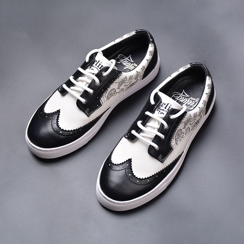 Popping shoes cashew flower street dance locking leather shoes color-blocking social shoes tie student bullock carving