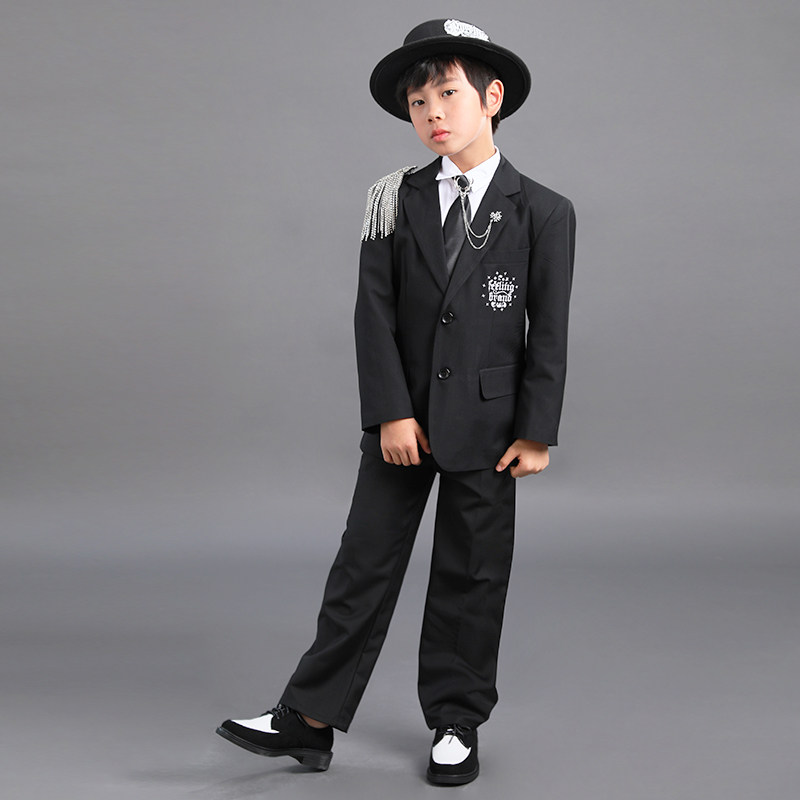American Child Fried Street Suit Retro Street Dance Waterdrill Performance Boy Classic West Suit Jacket Girl Boomer Dresses