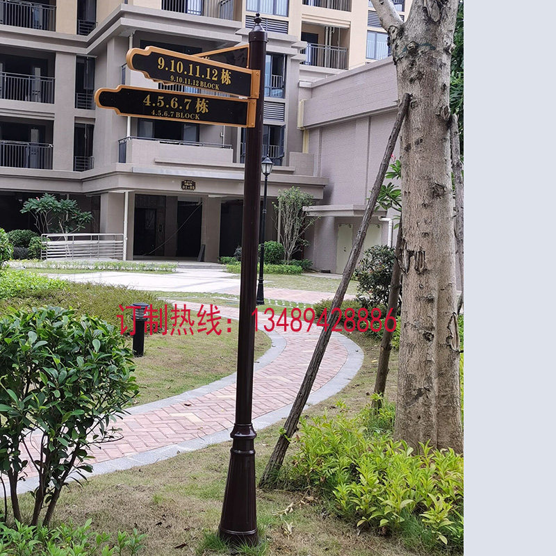 Signs Outdoor Floor Standing Vertical Pointing Cards Community Park Scenic Guide Signs Stainless Steel Customizable