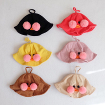Cartoon ducklings children fisherman hat corduroy hairball baby basin hat girl hat cute antenna boy