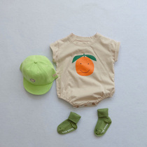 2021INS Korean summer cute men and women baby conjoined ha clothes baby short sleeve triangle bag fart climbing suit