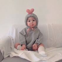 INS wind spring and autumn baby children three-dimensional love Hayi Korean childrens clothing Mens and womens baby bag fart jumpsuit climbing suit