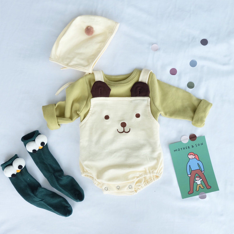 ins autumn and winter baby cute little bear cuddling bag pants khae newborn triangle climbing clothes male and female baby bag glutes