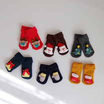 INS baby socks autumn and winter Terry thickened warm deer childrens doll Christmas socks baby non-slip floor socks