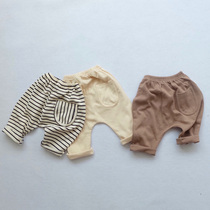 ins South Korea same baby spring and autumn Joker striped big pp pants loose casual sports Haren pants thin trousers