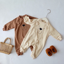 INS spring and autumn baby children cute bear jumpsuit Korean childrens clothing men and women Baby Cotton foreign climbing clothes