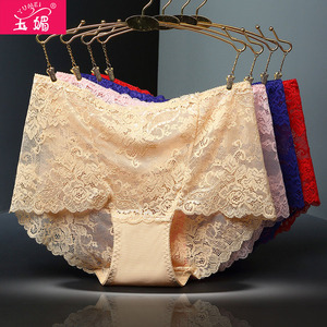 Yumei 5 đồ lót của phụ nữ bông tập tin sexy ren vải cao eo hollow hot đồ lót kích thước lớn chất béo mm200 kg