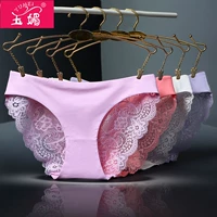 Yumei 4 dải đồ lót liền mạch ladies ice silk vải ren kích thước lớn một mảnh hip thấp eo tam giác quần short quần lót cạp cao