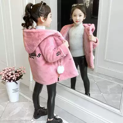 Girls autumn winter coat Korean version 2020 New thick mink velvet jacket foreign school children's woolen coat