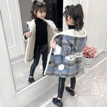 Girl imitation mink jacket 2020 new winter dress children thick woolen girl foreign style medium long woolen coat