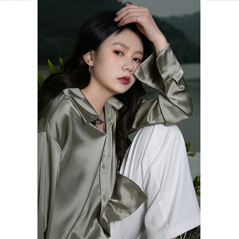 Acetate Silk Satin Shirt for Women, Spring and Autumn 2026 New Style, Stylish, High-End, Long-Sleeved, Drapey Shirt Acetate Silk Satin Shirt for Women, Spring and Autumn 2026 New Style, Stylish, High-End, Long-Sleeved, Drapey Shirt