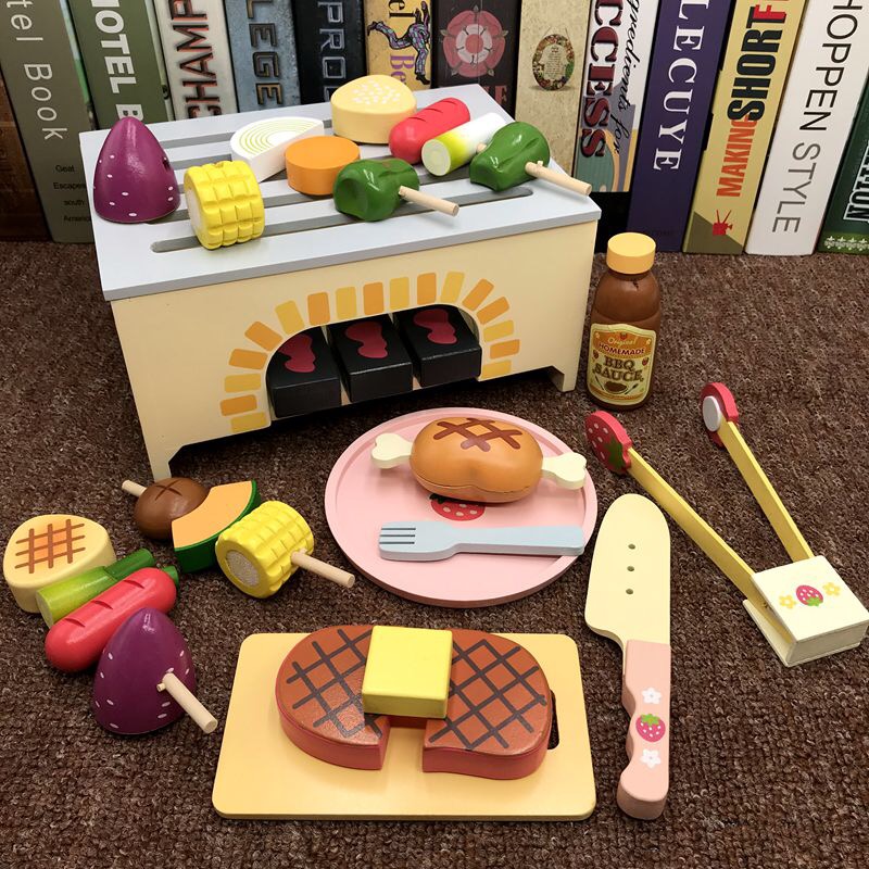 Girl Child Bbq Barbecue Toy Birthday Cake Emulation Over Home Kitchen Cooking Suit Next Afternoon Tea Wooden-Taobao