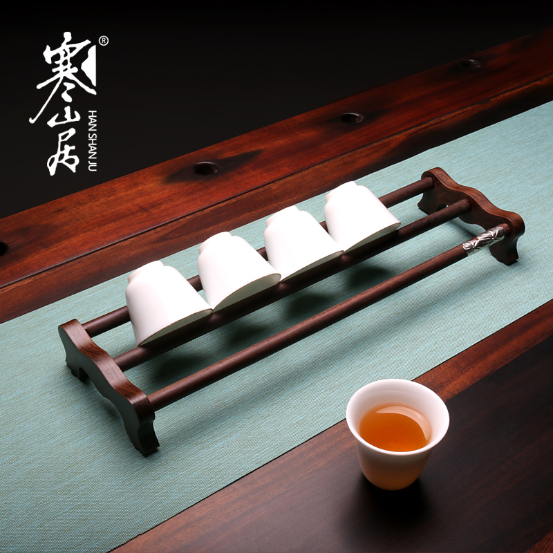 Black sandalwood cup holder rosewood tea cup storage layer rack cool Cup shelf drain tea cup holder kung fu tea set tea ceremony accessories