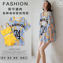 Swimsuit 2020 new hot spring womens split three-piece set conservative cover belly thin fairy fan ins three-piece points